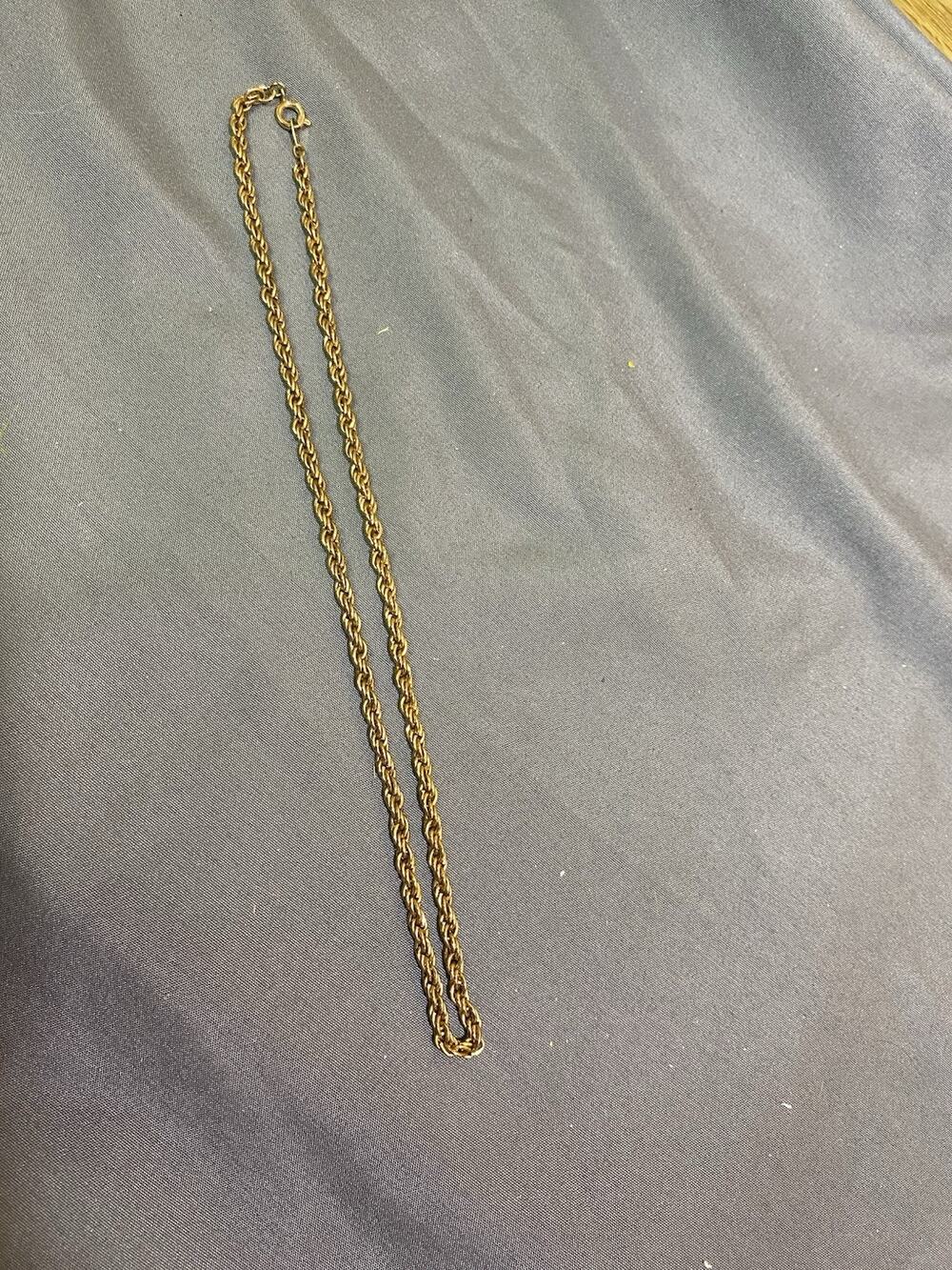 Vintage, Gold Plated Metal,Classic Style Link Rope Chain 18” Necklace